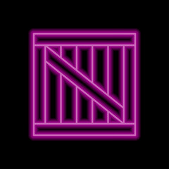 Cargo, box simple icon vector. Flat design. Purple neon style on black background.ai