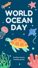 Histoire Instagram des animaux de la Journée mondiale de l& 39 océan bleu foncé