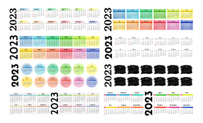 Calendar for 2023 isolated on a white background