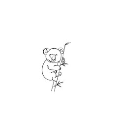 Continuous line drawing. panda is climbing a tree. Illustration icon vector