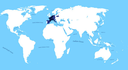 Map of The french empire the largest borders with all map, sea and ocean names