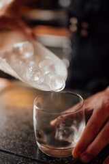fruit cocktail is prepared by a bartender