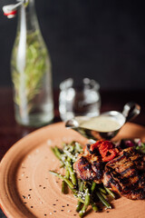 fried meat with sauce