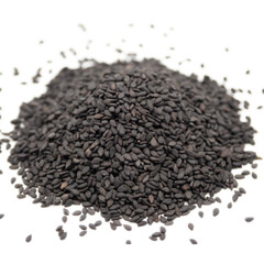 Black sesame seed isolated on white background. spot focus.