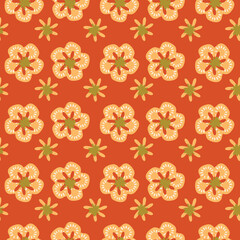 Colorful Groovy flowers seamless pattern vector illustration, hippie aesthetic floral ,Design for fashion , fabric, textile, wallpaper, cover, web , wrapping