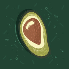 vector image of green vegetables on an abstract background. avocado on a green background.