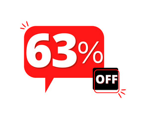 63% off sale, with red 3D speech bubble design discount