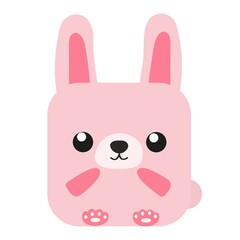 Cute animal square face. Vector flat illustration