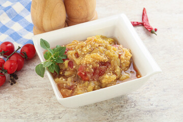 Caucasian Mangal salad with baked vegetables