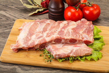 Raw pork ribs for cooking