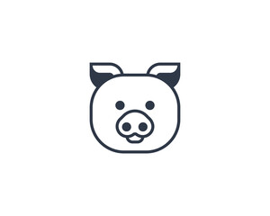 Pig head vector flat emoticon. Isolated Pig face emoji illustration. Pig icon