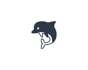 Dolphin vector flat emoticon. Isolated Dolphin emoji illustration. Dolphin icon