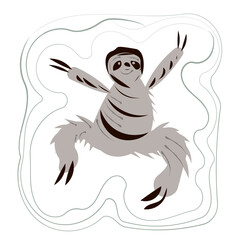 Grey sloth with lines around illustration 