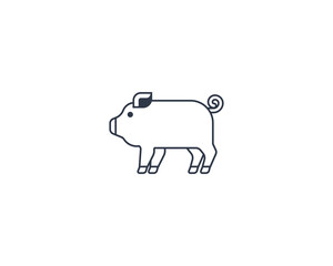 Pig vector flat emoticon. Isolated Pig emoji illustration. Pig icon