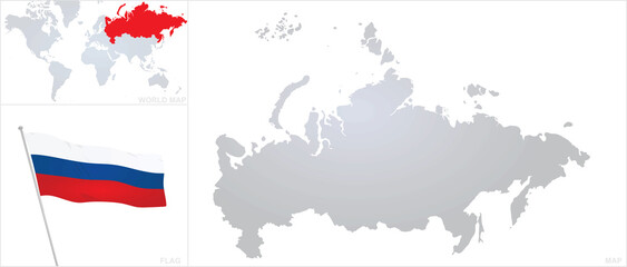 Russia map and flag. vector