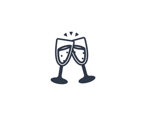 Clinking Champagne Glasses vector flat emoticon. Isolated Champagne Glasses illustration. Champagne Glasses icon