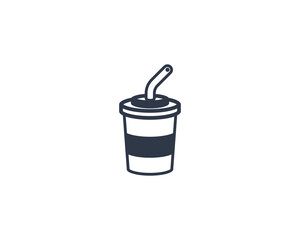 Cup with straw vector flat emoticon. Isolated Cup with straw illustration. Cup with straw icon
