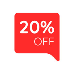 Special offer sale label illustration. Discount offer price label, symbol, and sticker for advertising campaign in retail, sale promo marketing discount 20%. Sticker sale, ad offer shopping