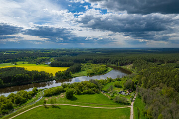 Aerial spring view of beautiful Lithuania nature