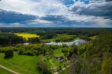 Aerial spring view of beautiful Lithuania nature