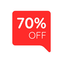 Special offer sale label illustration. Discount offer price label, symbol, and sticker for advertising campaign in retail, sale promo marketing discount 70%. Sticker sale, ad offer shopping