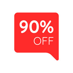 Mega sale label illustration. Discount offer price label, symbol, and sticker for advertising campaign in retail, sale promo marketing discount 90%. Sticker sale, ad offer shopping