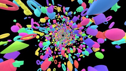 VJ ポップ パステルカラー カラフル 黒背景 [別Verあり]