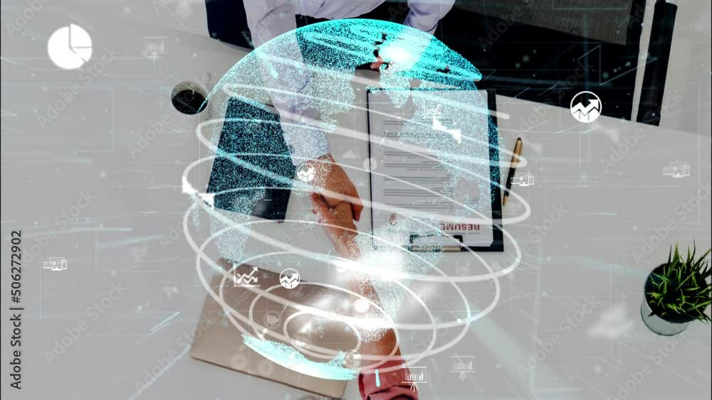 Poster conceptual business handshake with dashboard for financial data analysis . 3d render computer graphi