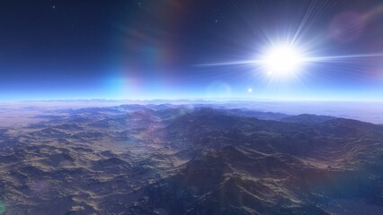 landscape on planet Mars, scenic desert scene on the red planet