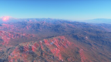 Fototapeta na wymiar landscape on planet Mars, scenic desert scene on the red planet