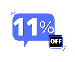 11% discount off with blue 3D thought bubble design 