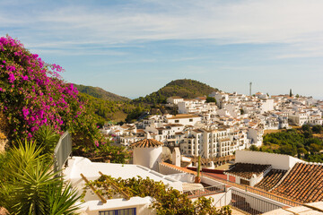 Frigiliana. Panorama view of this beautiful village in Malaga, Andalusia, Spain - obrazy, fototapety, plakaty