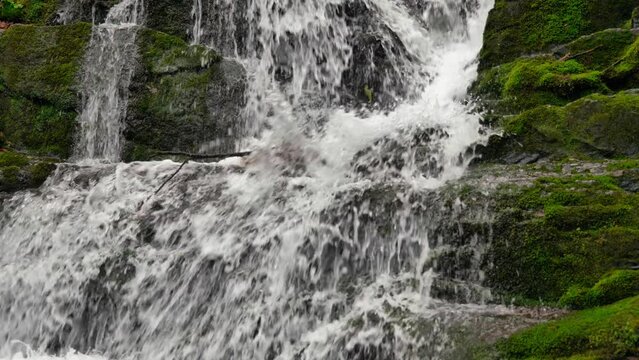 Greate for Musick background, for travel videos, for park videos. Buttermilk waterfall in Pennsylvania USA. High-quality 4k 60p footage