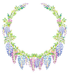 Wisteria floral circle frame
