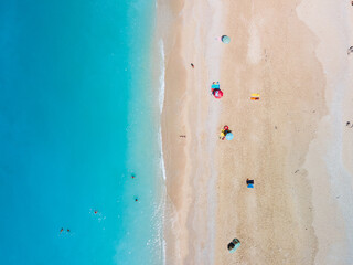 Fototapeta na wymiar directly above view of egremni beach at Lefkada island, Greece