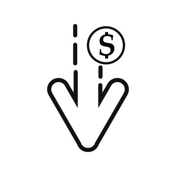 Arrow symbol with falling dolor