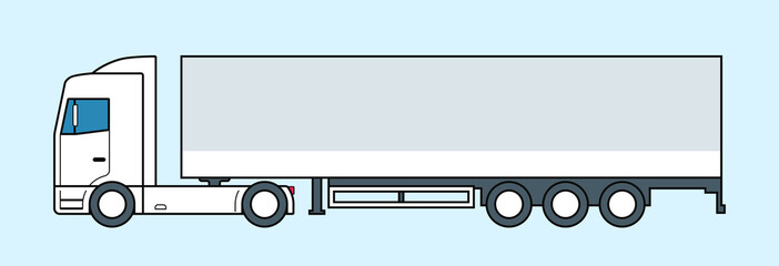Semi truck with trailer. European lorry. Vector illustration