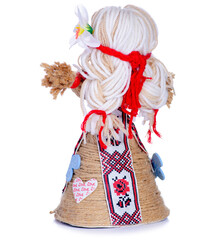 Ukrainian national doll on white background isolation