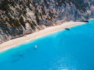 aerial view of egremni beach Lefkada island Greece