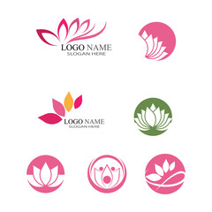 Beauty Vector lotus flowers design logo Template icon - obrazy, fototapety, plakaty