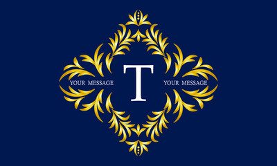 Elegant and stylish monogram with the letter T in the center and decorative elements. Luxury logo template.