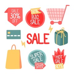 Sale - creative set of banners vector illustration. Concept discount promotion layout.