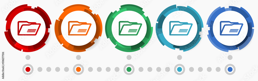Poster Folder, data concept vector icon set, modern design abstract web buttons i n 5 color options, infographic template