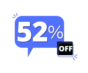 52% discount off with blue 3D thought bubble design 