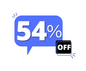 54% discount off with blue 3D thought bubble design 