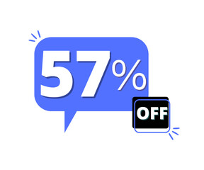 57% discount off with blue 3D thought bubble design 