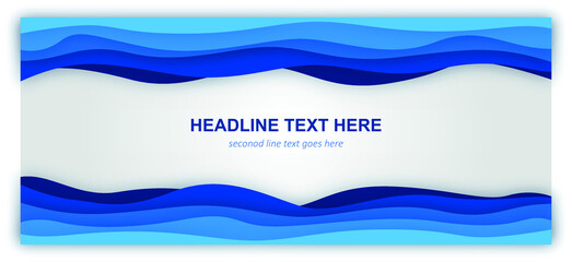 3D abstract blue wave background with paper cut shapes. Vector design layout for business presentations, flyers, posters.
