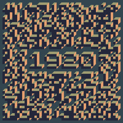1920 Implementation of Edward Zajec “Il Cubo” from 1971. Essentially a Truchet tile set of 8 tiles and rules for placement art illustration