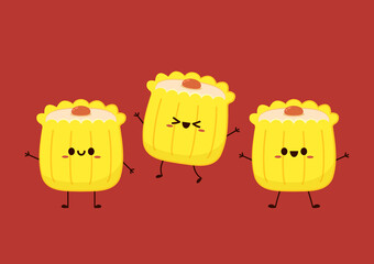 Siu Mai (Shumai) – Chinese steamed dumplings. Siu Mai is Chinese food. cartoon vector.