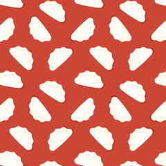 Dumplings food line icons vector pattern. Gyoza pattern wallpaper.